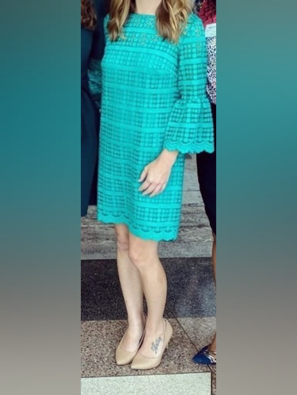 Lace Shift Dress with Bell Sleeves
